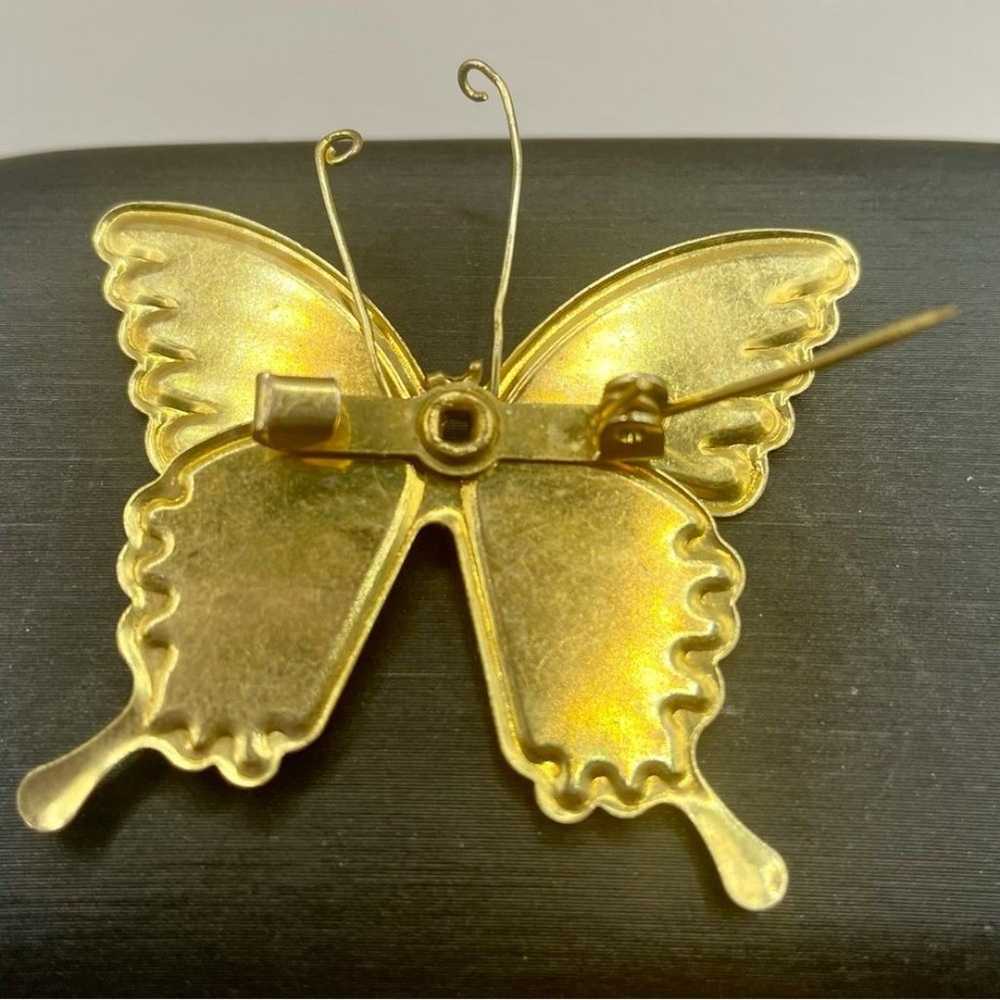 Vintage enamel glitter articulating butterfly bro… - image 3