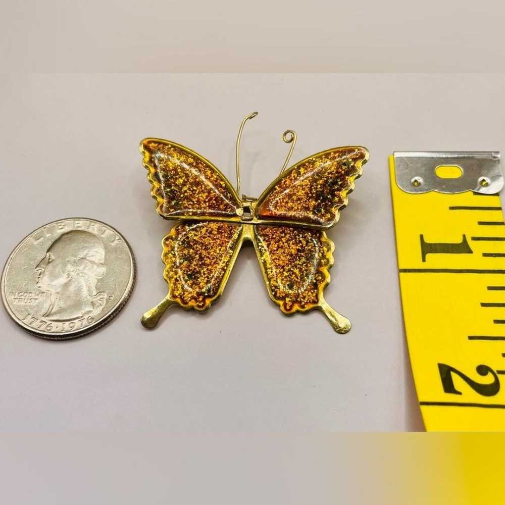 Vintage enamel glitter articulating butterfly bro… - image 4