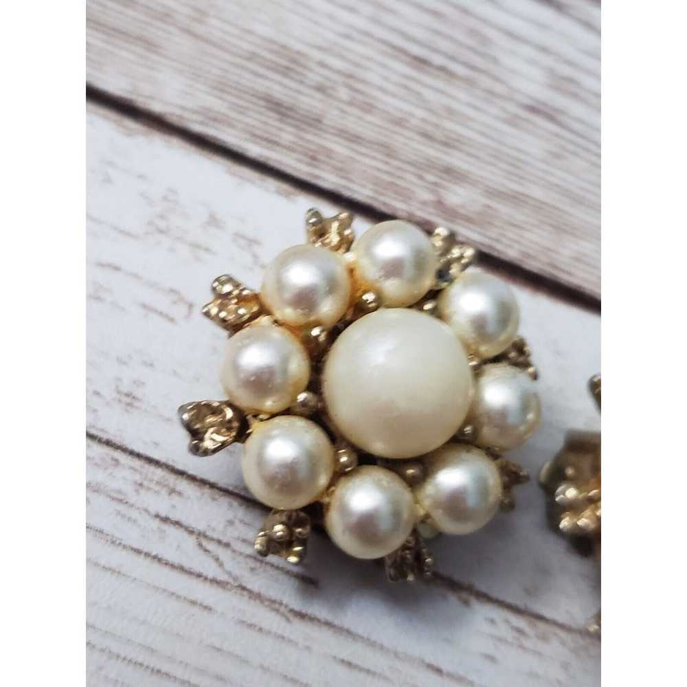 Vintage Kramer Clip On Earrings - Faux Pearl 7/8" - image 4