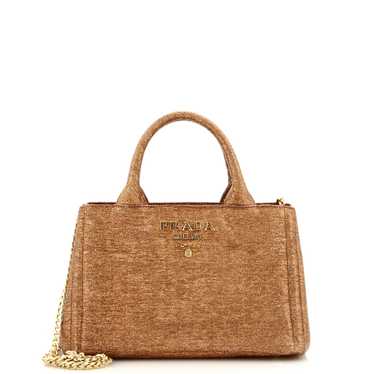 PRADA Canapa Convertible Tote Broccato Fabric Micr