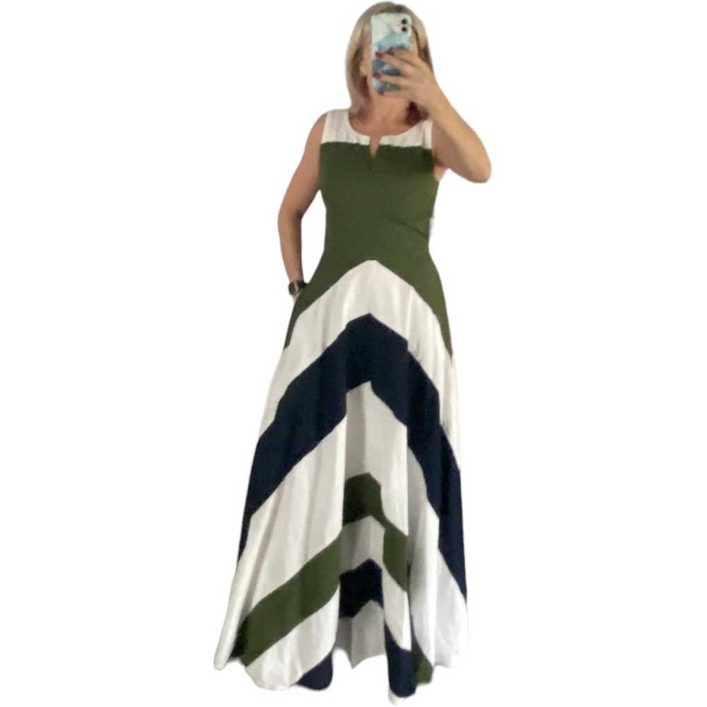 EUC eShakti Green Blue Color blocked Full Skirt S… - image 4