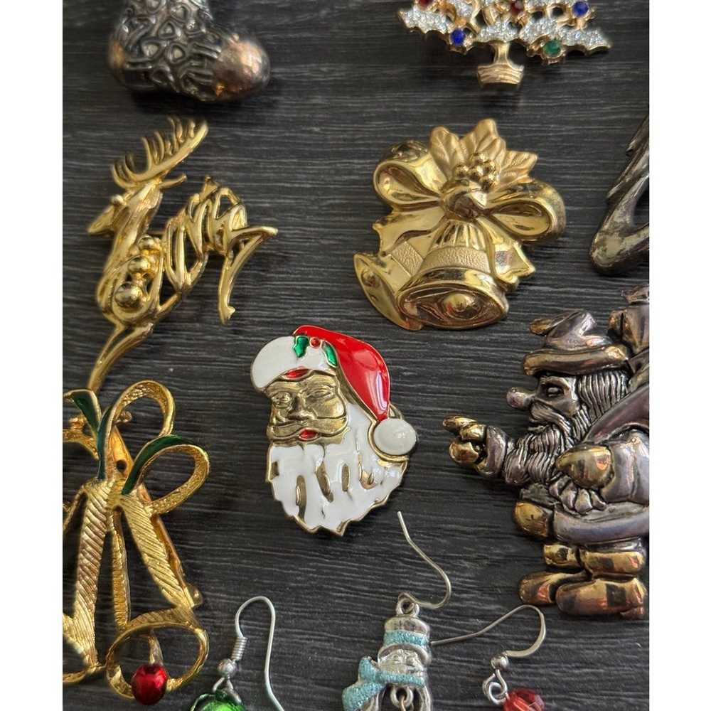 Christmas Holiday Themed Mixed Jewelry Lot Brooch… - image 10