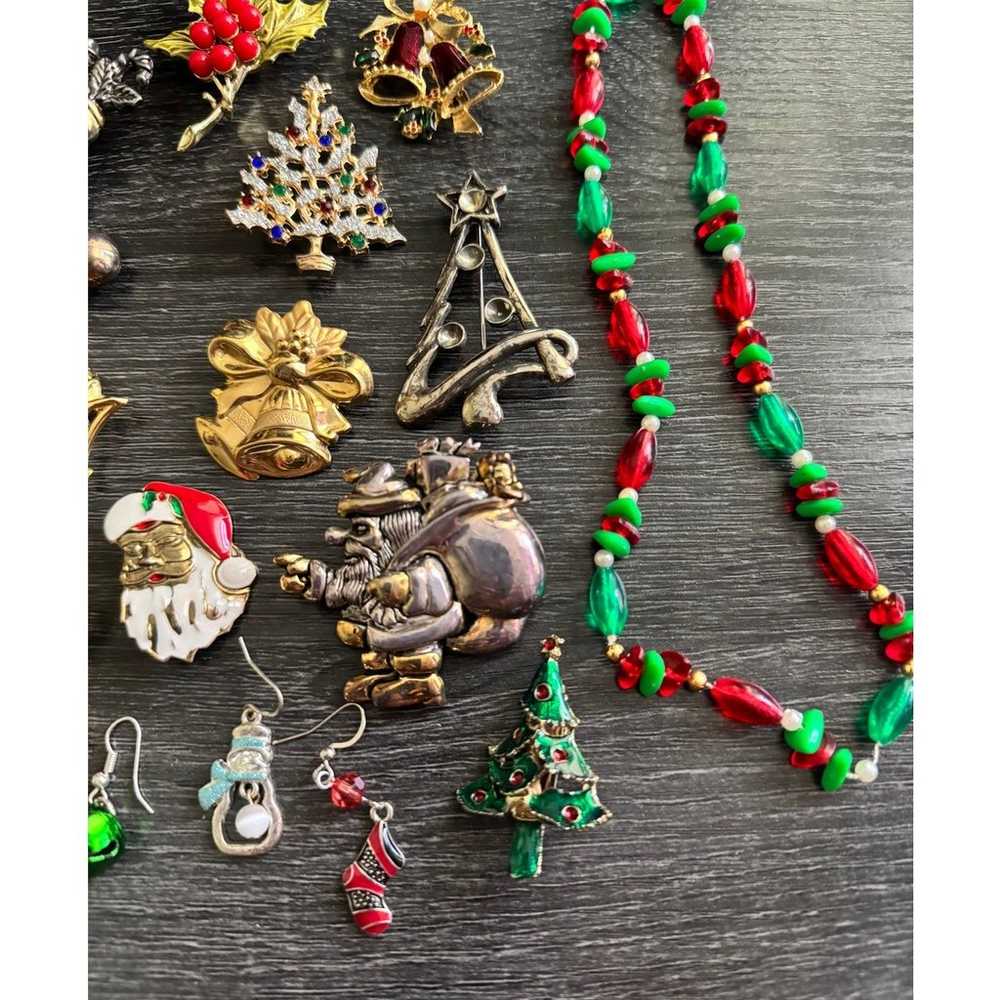 Christmas Holiday Themed Mixed Jewelry Lot Brooch… - image 6