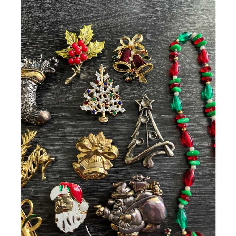 Christmas Holiday Themed Mixed Jewelry Lot Brooch… - image 7