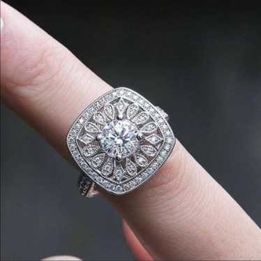 Vintage 925 Silver Round Cut White Sapphire Ring - image 1