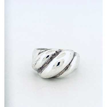 Elegant 925 Sterling Silver Wide Dome Ring, Scallo