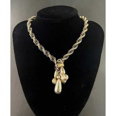 Vintage Slider Necklace Gold Tone Chunky Rope Cha… - image 1