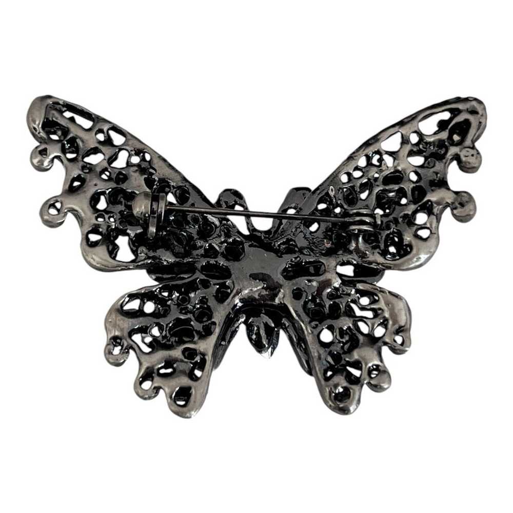 Vintage Butterfly Pin Brooch Aurora Borealis Crys… - image 2