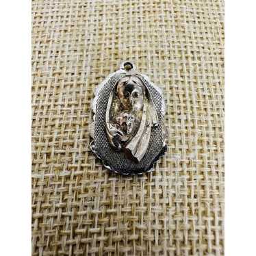 Religious Carved Mother & Baby Oval Sterling Silv… - image 1