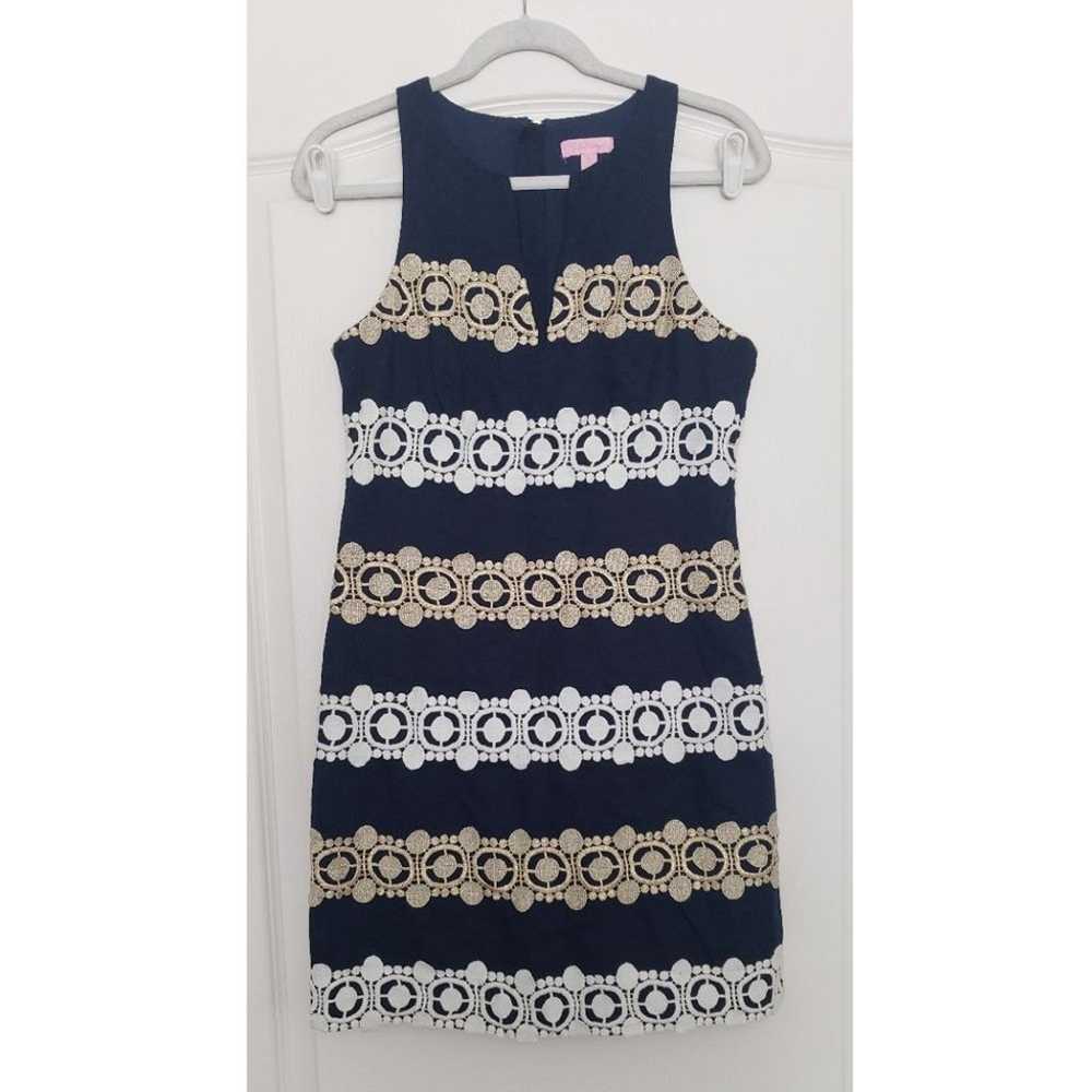 Lilly Pulitzer Agusta Navy Lace Sheath Dress Sz 6… - image 1