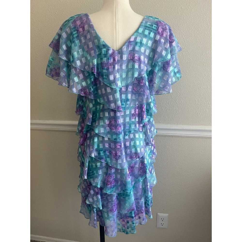 Patra Petites Vintage 80’s Tiered Dress Purple Gr… - image 4