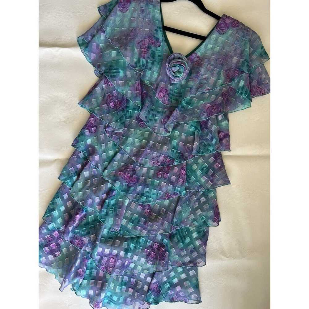 Patra Petites Vintage 80’s Tiered Dress Purple Gr… - image 8