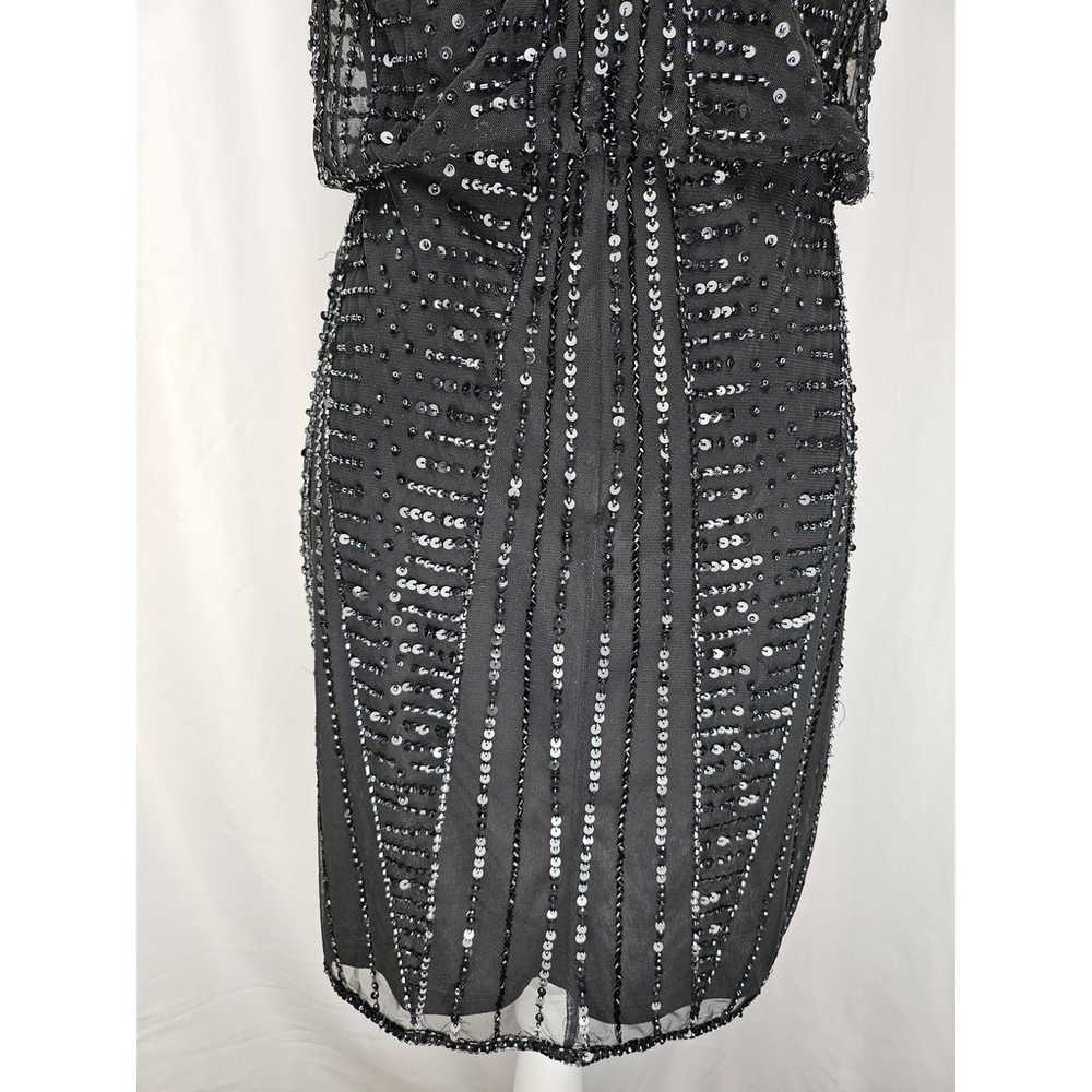 Adrianna Papell Black Sequins Cocktail Dress Size… - image 10