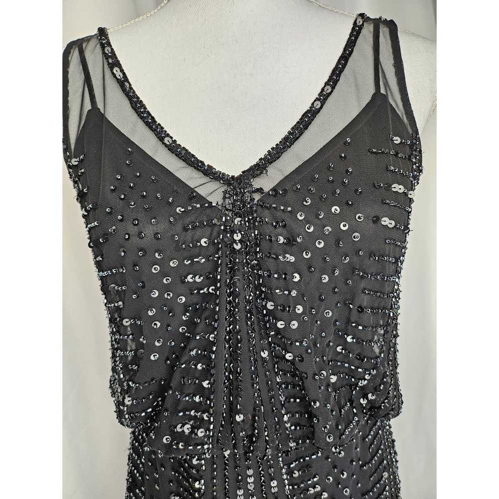 Adrianna Papell Black Sequins Cocktail Dress Size… - image 5