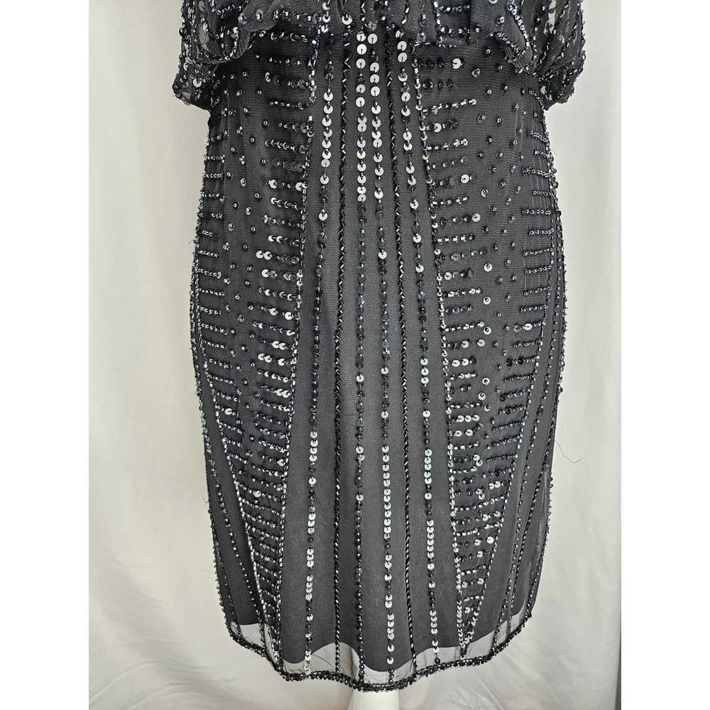 Adrianna Papell Black Sequins Cocktail Dress Size… - image 6