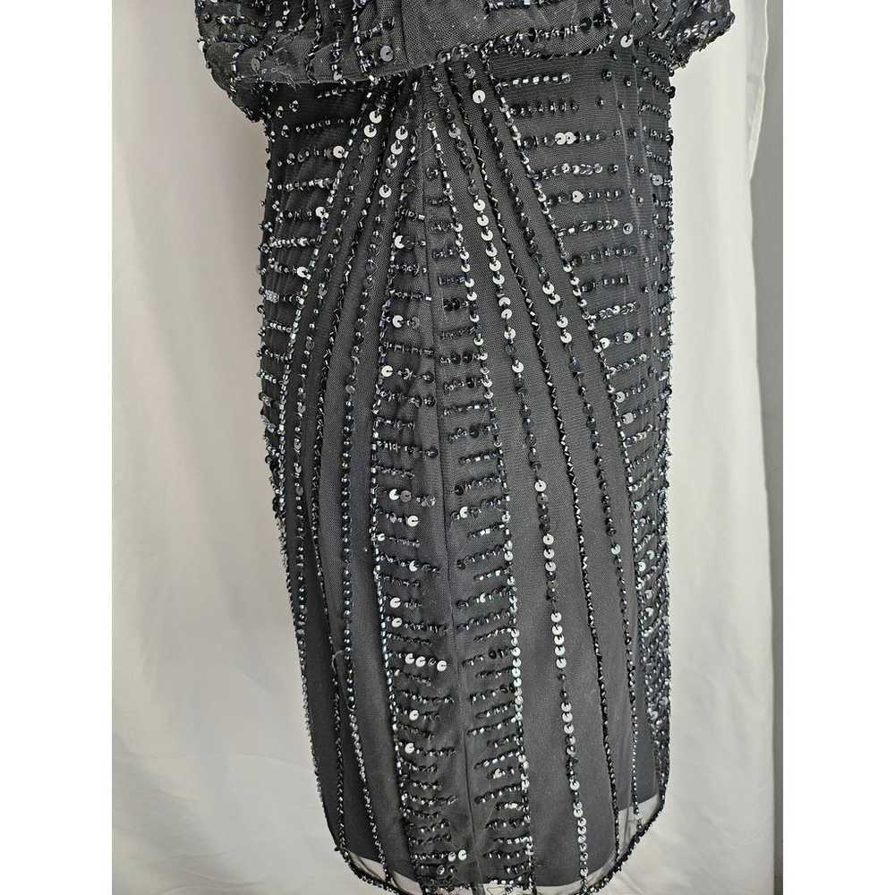 Adrianna Papell Black Sequins Cocktail Dress Size… - image 8