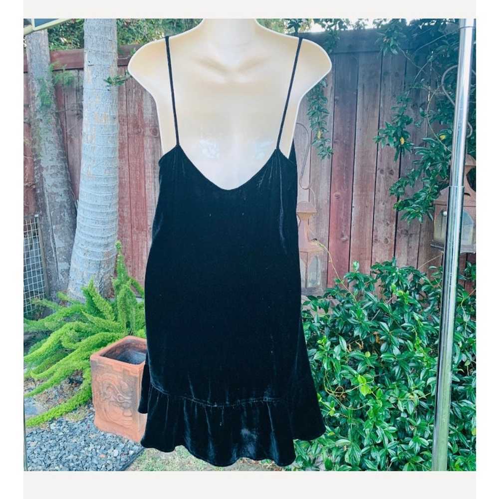 REFORMATION BLACK SILK BLEND VELVET SLIP DRESS S - image 2