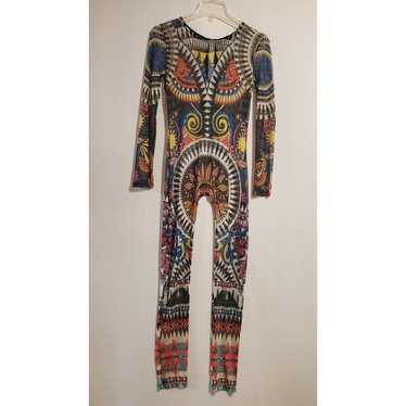 Vivid Vtg 90s Y2K Sheer Mesh Geometric Aztec Art t