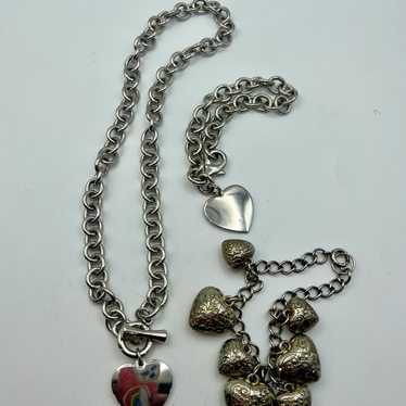 Vintage Chunky Heart Necklace & Bracelets