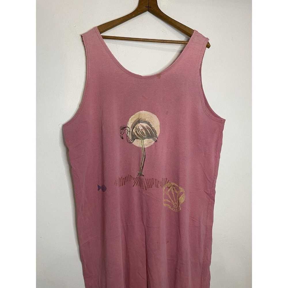 Blue Fish Vintage Womens OS Flamingo Print 1996 M… - image 2