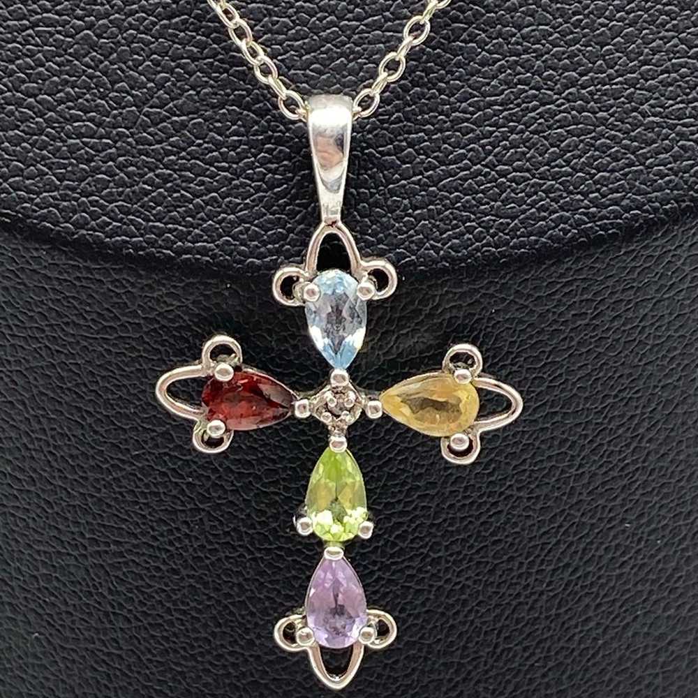 Vintage RSE 925 Sterling Silver Multi Gemstone Cr… - image 3