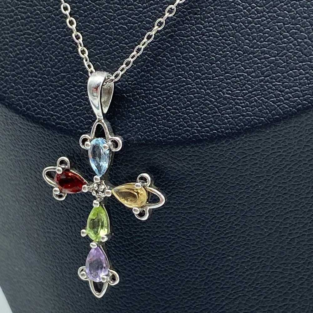 Vintage RSE 925 Sterling Silver Multi Gemstone Cr… - image 7