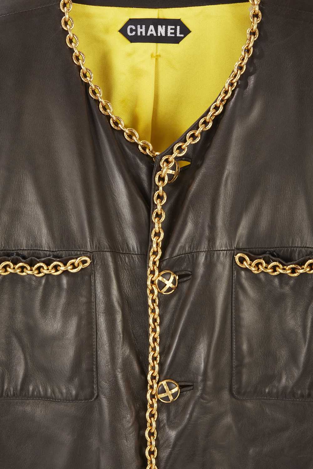 André Leon Talley Black Lambskin Leather Chain-Tr… - image 3