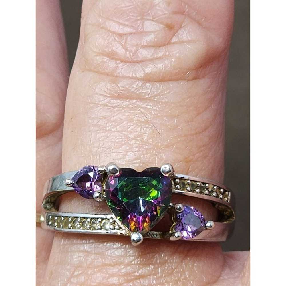 Heart-Shaped Mystic Topaz & Amethyst 925 Sterling… - image 2