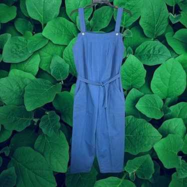 VTG Blue Linen Blend Jumpsuit Medium