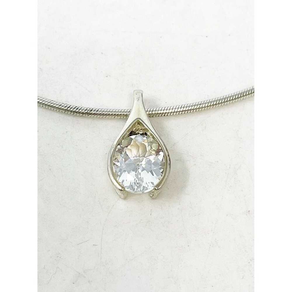 Vintage Han 925 Sterling Silver White Topaz Penda… - image 2