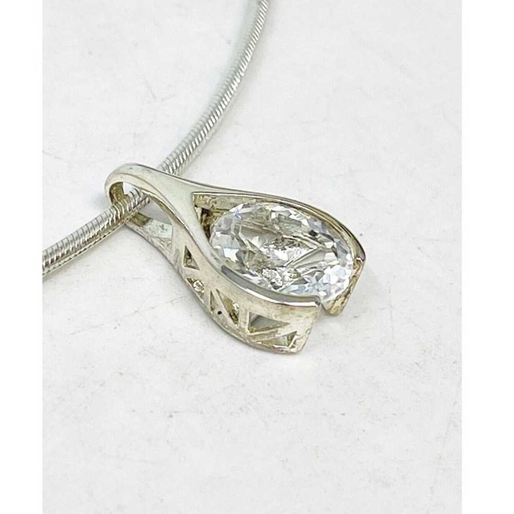 Vintage Han 925 Sterling Silver White Topaz Penda… - image 3