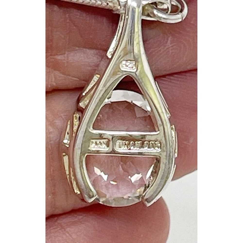 Vintage Han 925 Sterling Silver White Topaz Penda… - image 4