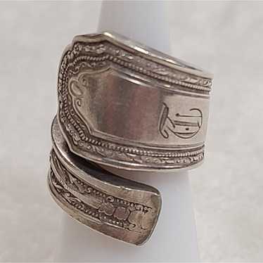 Vintage Engraved Sterling Silver Spoon Ring