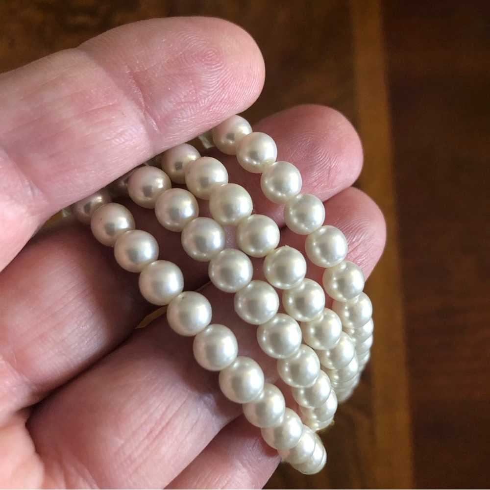 Vintage 80s double strand white glass pearl bead … - image 10