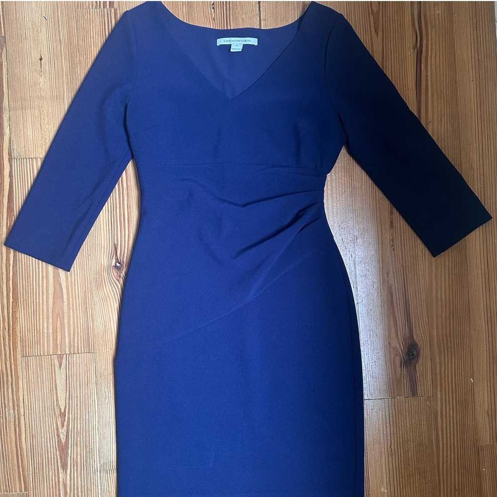 Diane von Furstenberg navy fitted midi dress SIZE… - image 1