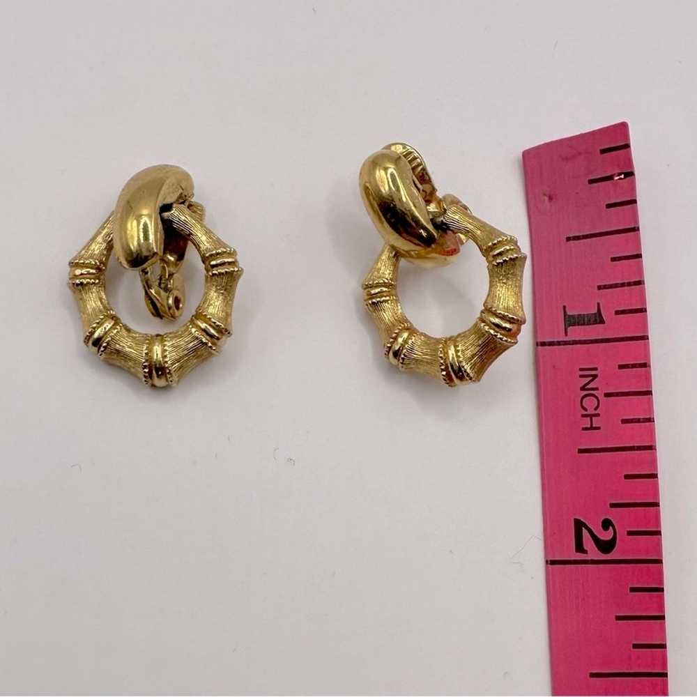 Vintage Monet Door Knocker Bamboo Earrings Clip O… - image 5