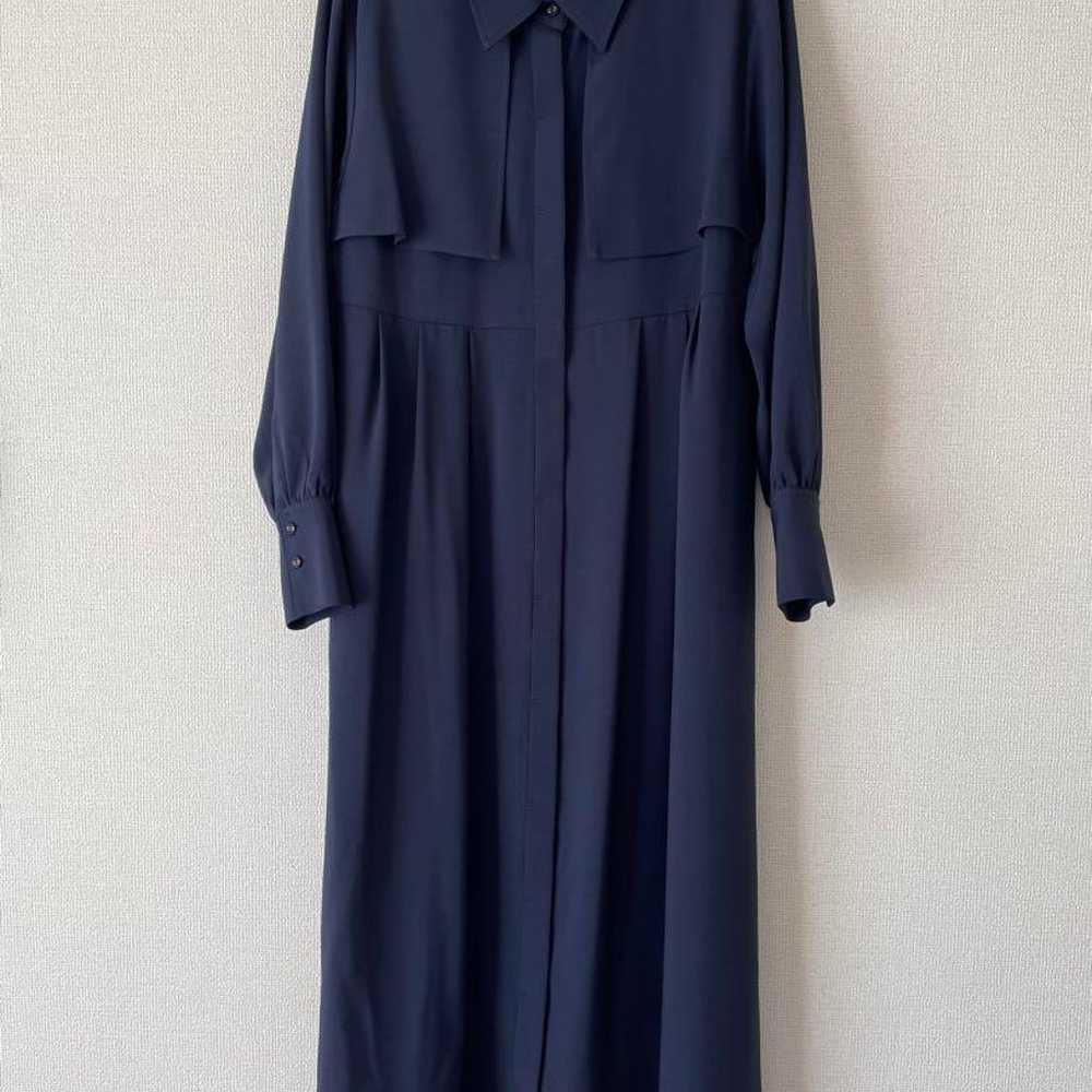 【COHINA】Yoke Shirt Dress with Belt - Navy - image 2