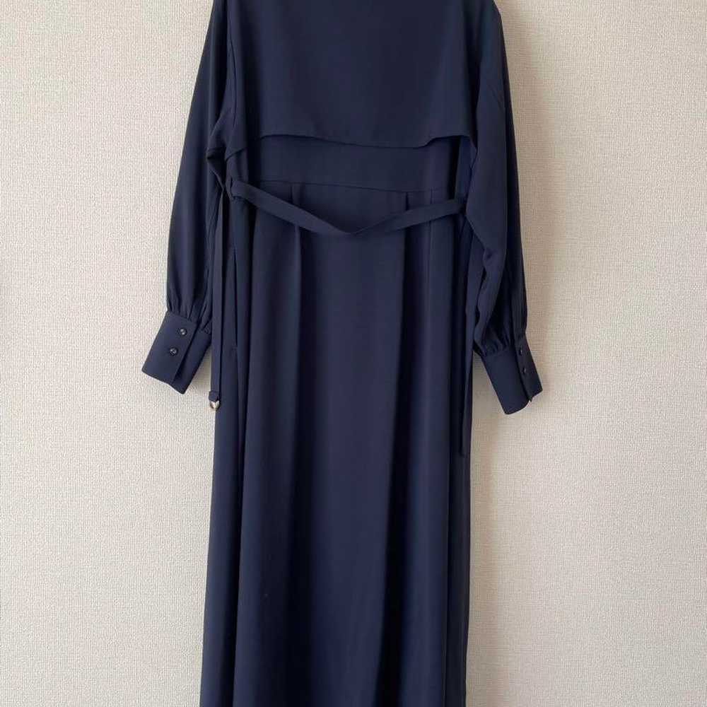 【COHINA】Yoke Shirt Dress with Belt - Navy - image 3