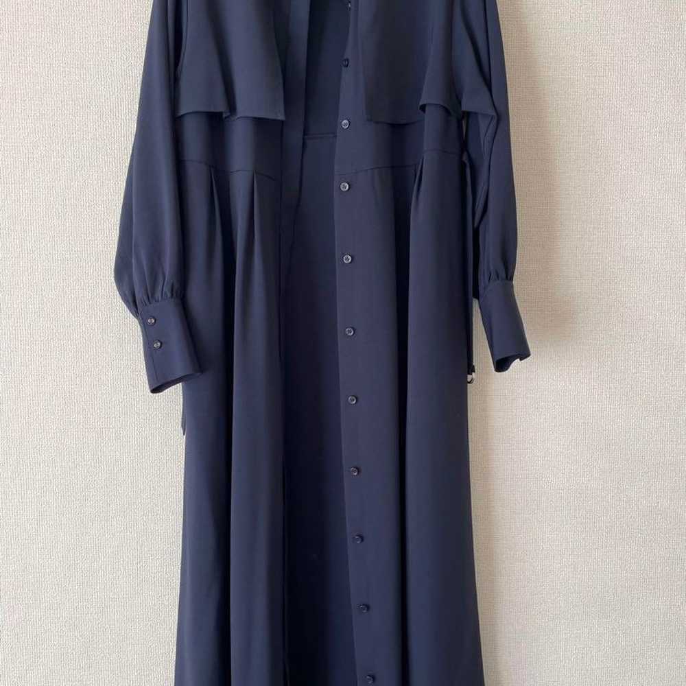 【COHINA】Yoke Shirt Dress with Belt - Navy - image 5