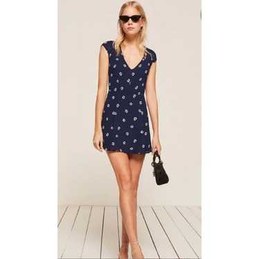 Reformation Navy Blue Cap Sleeve Acai Mini Dress 4