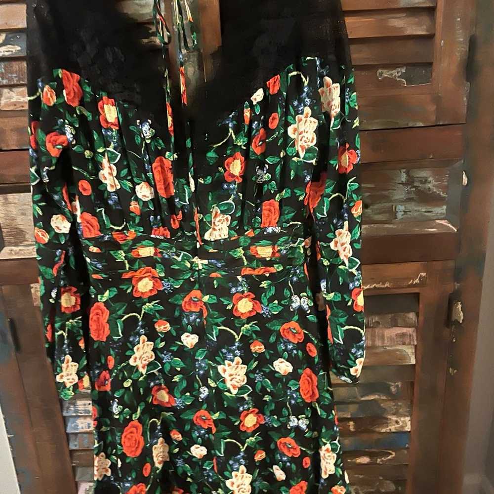 By Anthropologie Green Floral Lacy Dress Mini 12 - image 4