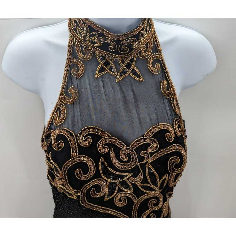 Michael Angelo Beaded Dress Black Gold Silk Eveni… - image 2