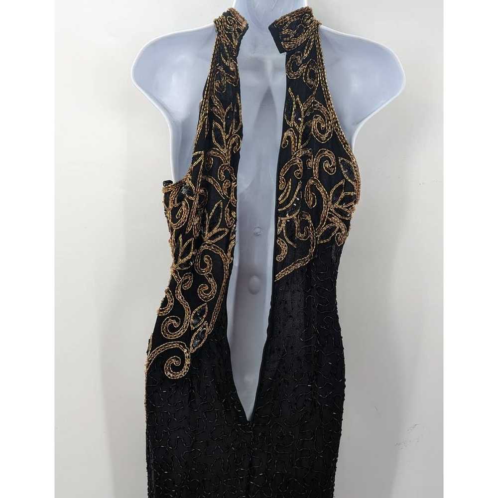 Michael Angelo Beaded Dress Black Gold Silk Eveni… - image 9