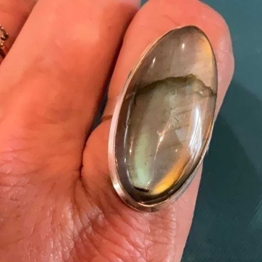 Sterling Silver Vintage Labradorite Ring - image 8