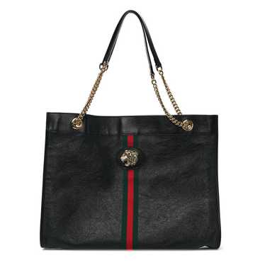 GUCCI Calfskin Maxi Rajah Chain Tote Black - image 1