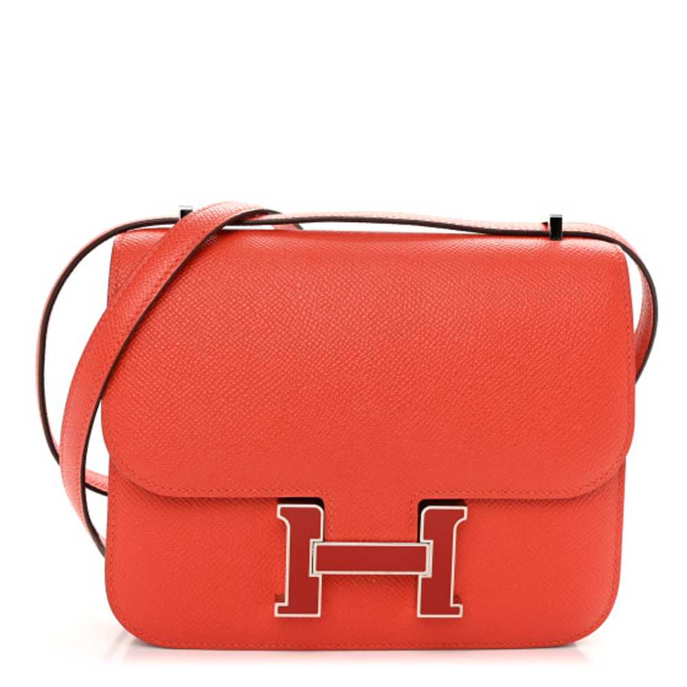 HERMES Epsom Enamel Constance 18 Capucine Sanguine - image 1