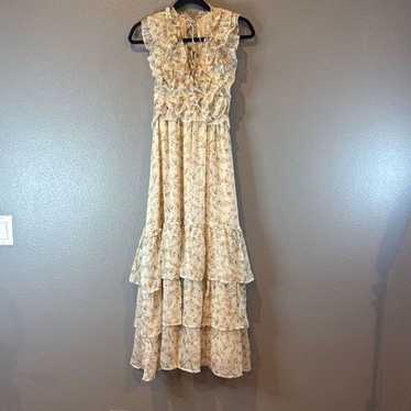 Storia Floral tiered ruffle white maxi dress S - image 1