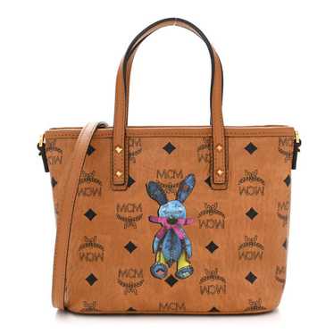 MCM Visetos Rabbit Mini Top Zip Shopper Tote Cogna