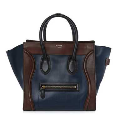 CELINE Smooth Calfskin Mini Bi-Color Luggage Navy