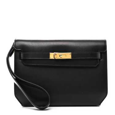 HERMES Evercolor Kelly Depeches 25 Pouch Black